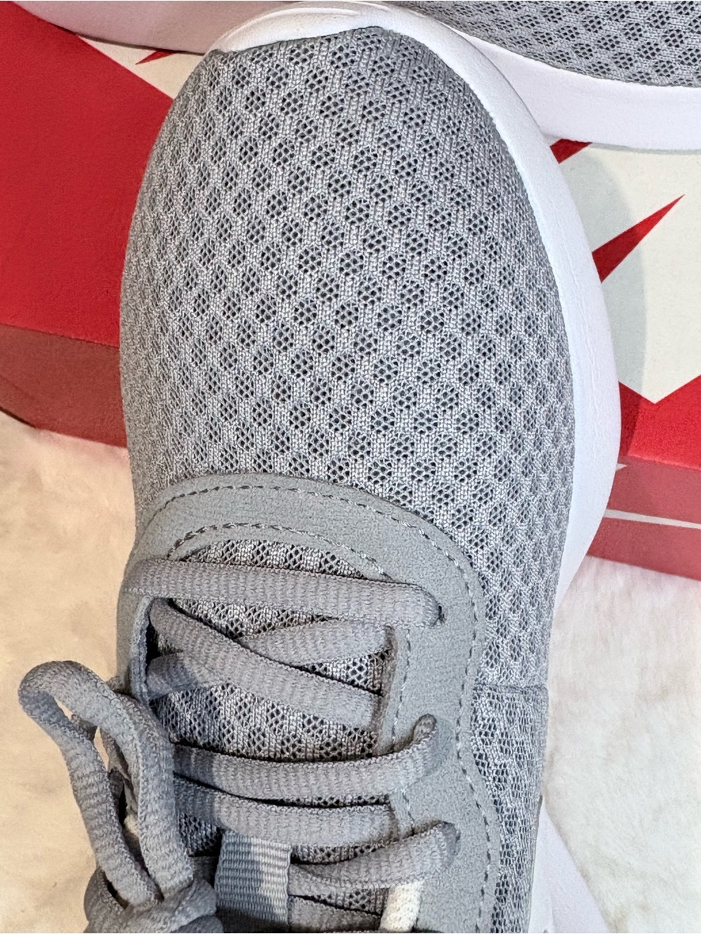 Nike Women's Light Gray Mesh Running Sneakers with White Swoosh - Picture 12 of 14
